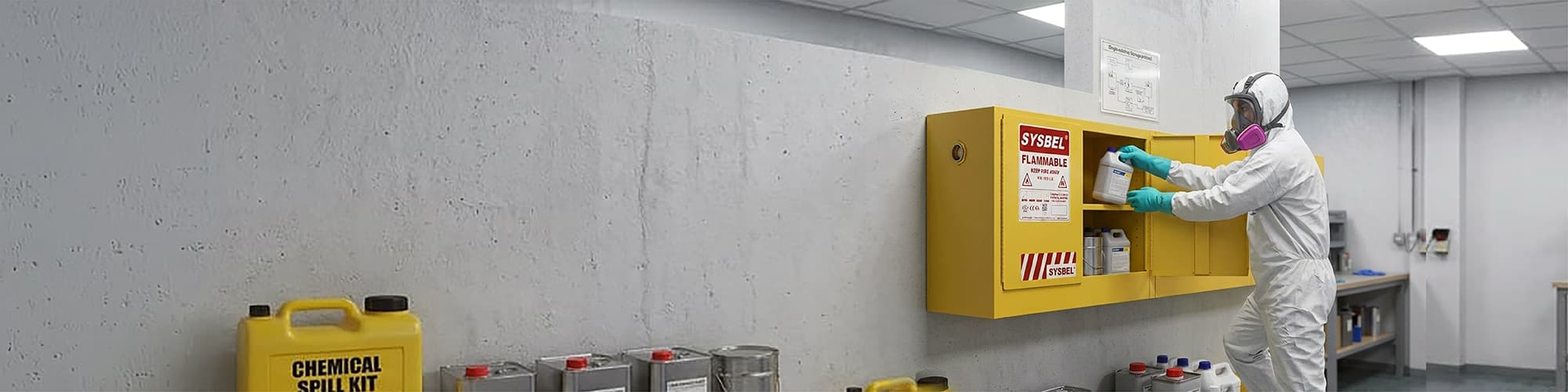 Wall Mounted Flammable Storage Cabinets Yellow