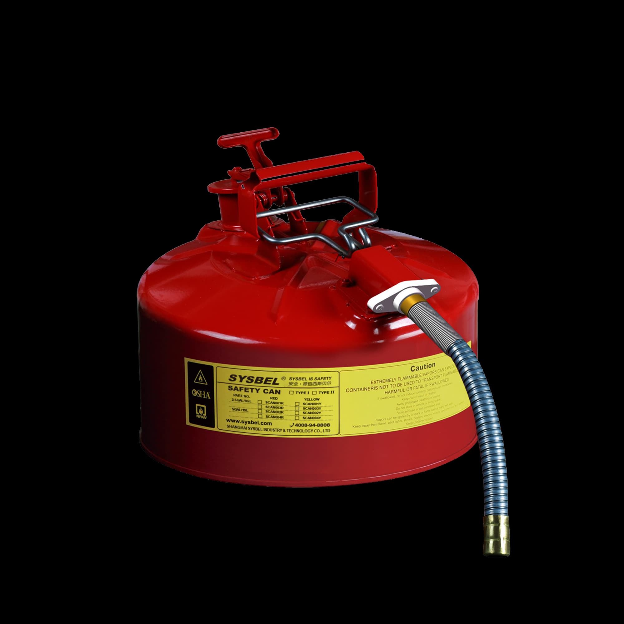 Industrial safety product: SCAN003R Type-II Safety Cans  2.5Gal / 9.5Ltr (Red)                                    