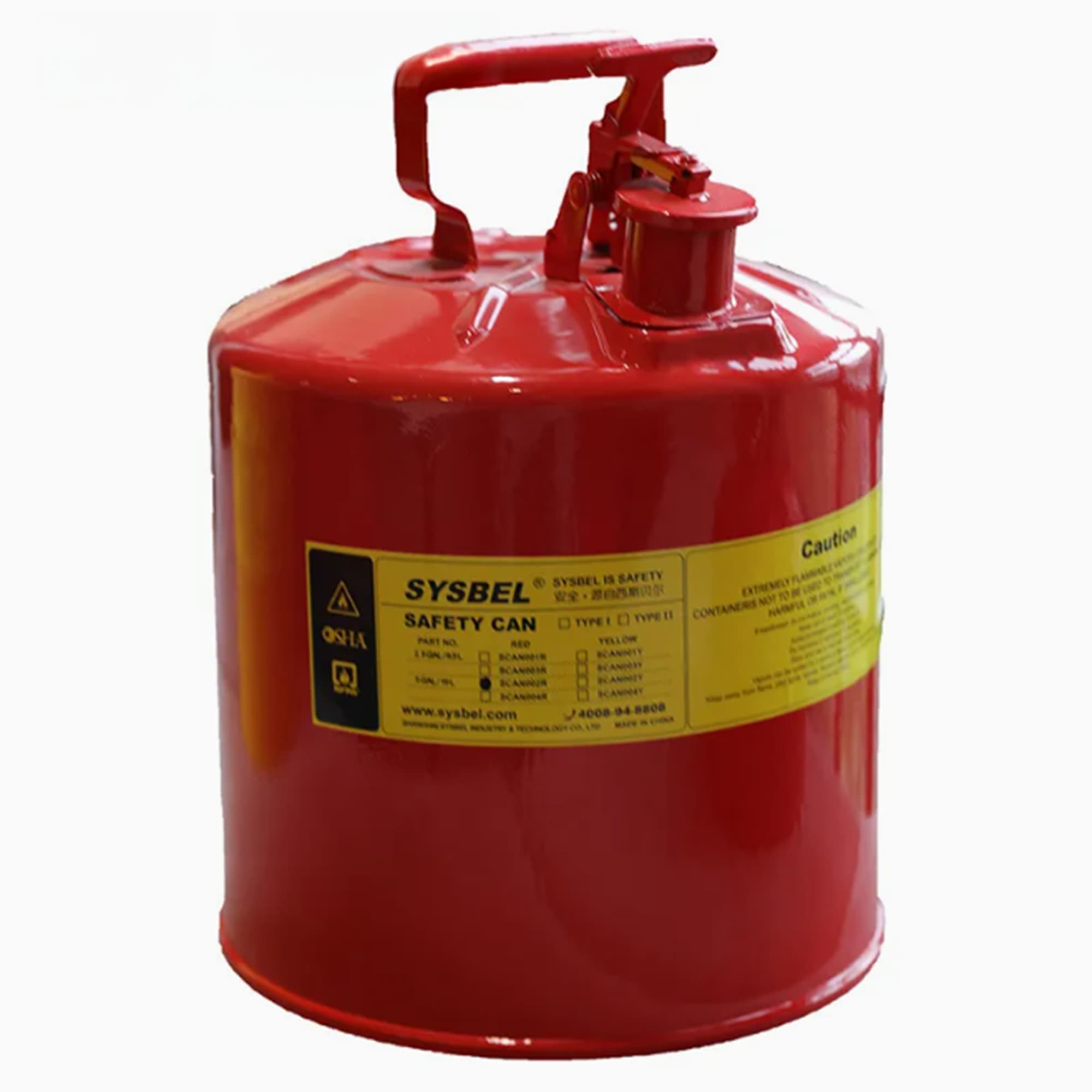 C-SCAN002R-1 Type-l Safety Cans with Bottom Tap 5Gal / 19Ltr (Red)