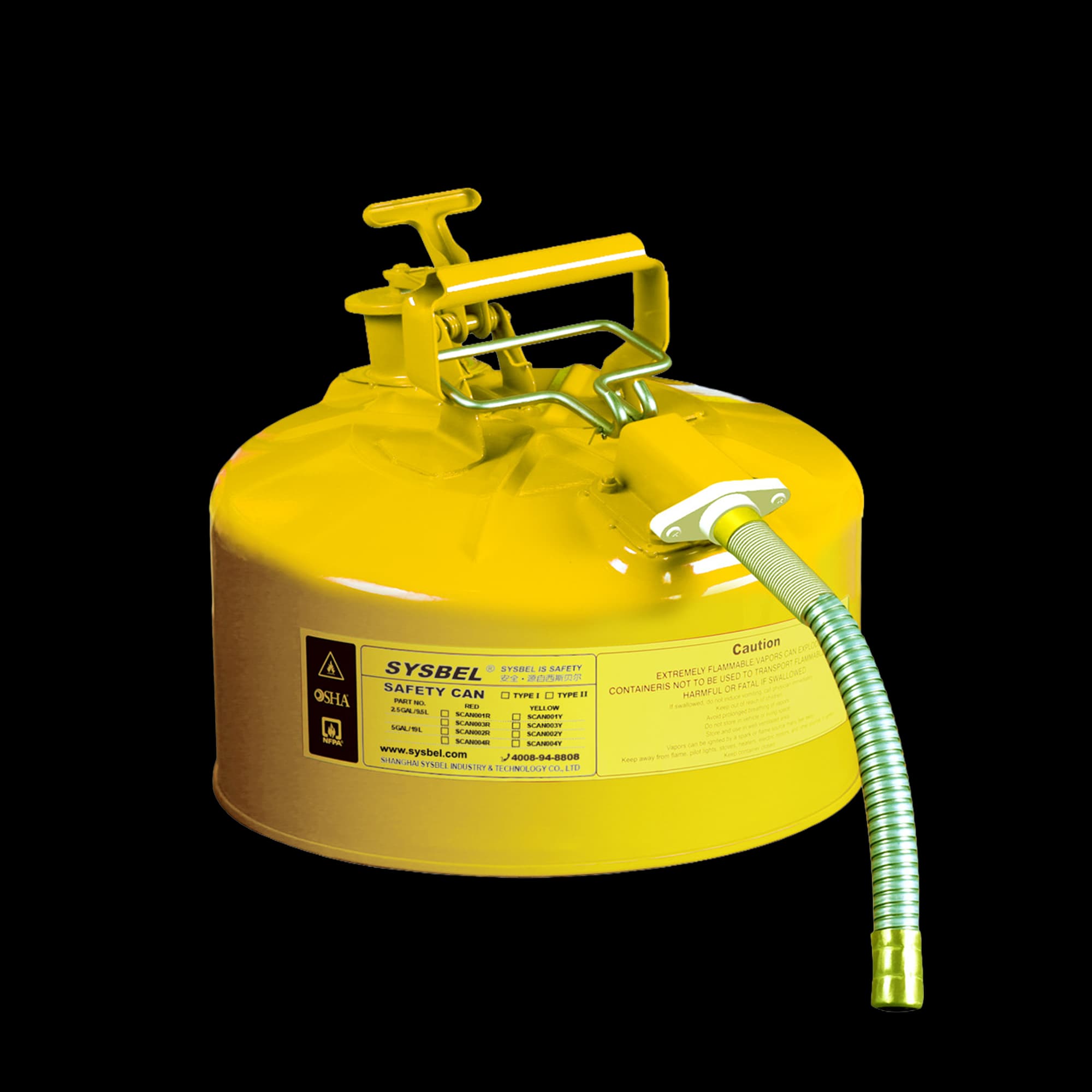 SCAN003Y Type-II Safety Cans 2.5Gal / 9.5Ltr (Yellow)